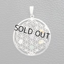 画像1: 【50％OFF】フラワーオブライフ　ペンダント　シルバートーン　７チャクラストーン　アラウンド