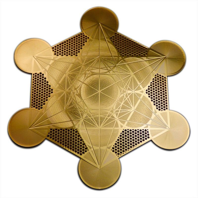 エネルギーグリッドカード：メタトロンキューブ　【１８Kゴールドメッキ】●３インチサイズ