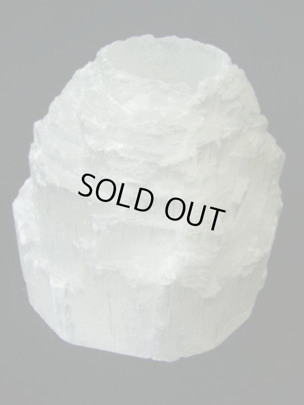 画像1: ソルト・キャンドルホルダー大【セレナイト・ホワイト】