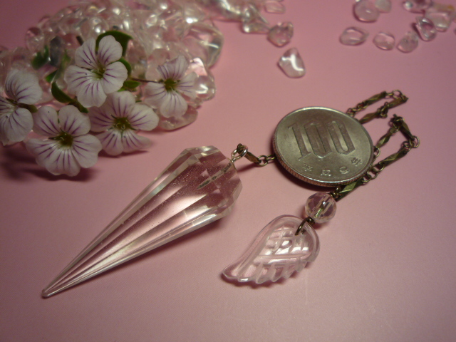 画像: ヒマラヤ水晶　ファセット　ペンデュラム　A-エンジェルtype 【金古美チェーン】